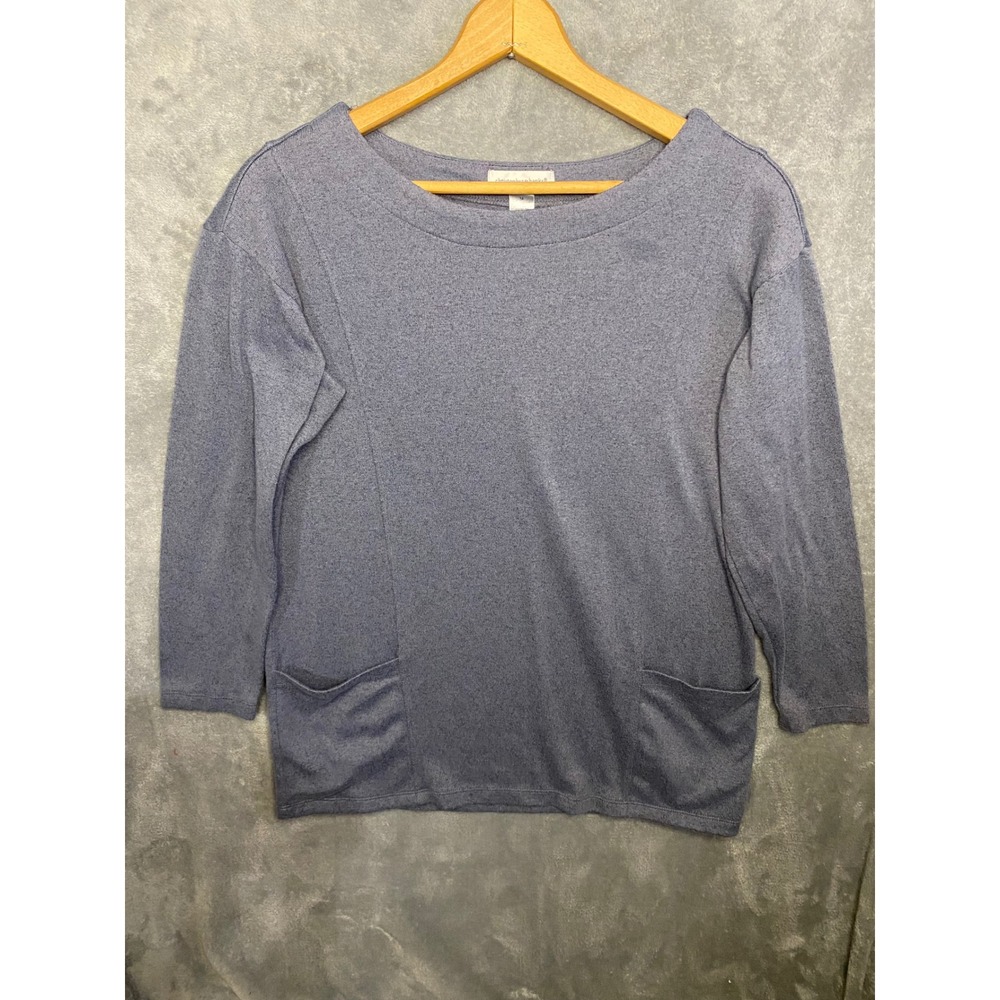 Christopher & Banks Women's Gray Heathered Long Sleeve Top with Pockets Size M